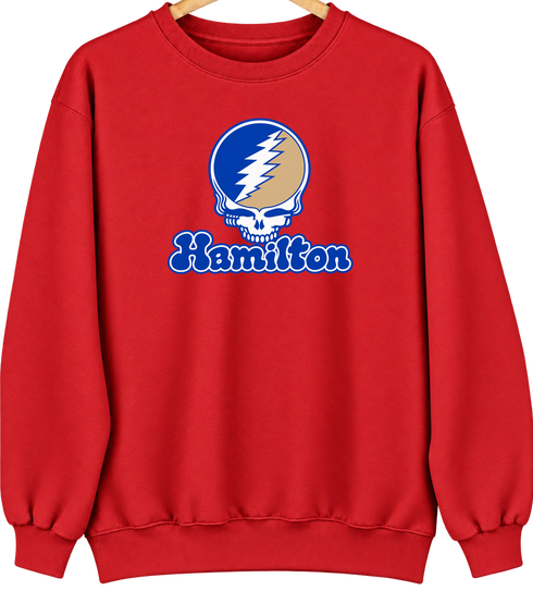 Hamilton Stealie Premium Unisex Crewneck — Design: Hamilton College — Red