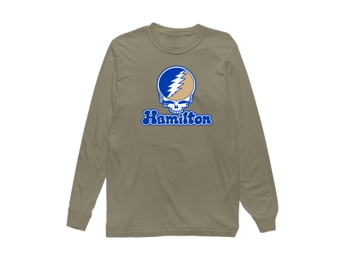 Hamilton Stealie Premium Unisex Long-Sleeve — Design: Hamilton College — Sandstone