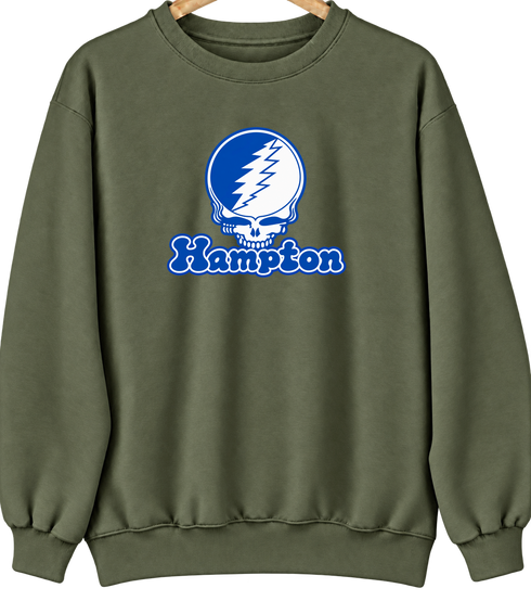 Hampton Stealie Premium Unisex Crewneck — Design: Hampton University — Military Green