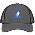Hampton Stealie Premium Unisex Trucker Cap — Design: Hampton University — Charcoal/Black