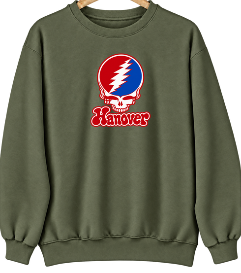 Hanover Stealie Premium Unisex Crewneck — Design: Hanover College — Military Green