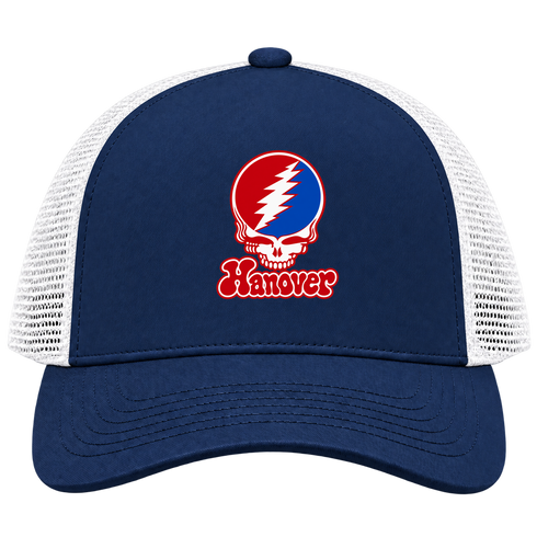 Hanover Stealie Premium Unisex Trucker Cap — Design: Hanover College — Navy/White