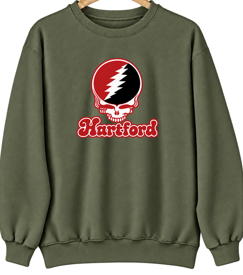 Hartford Stealie Premium Unisex Crewneck — Design: Hartford University of — Military Green