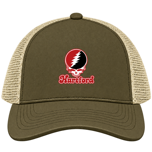 Hartford Stealie Premium Unisex Trucker Cap — Design: Hartford University of — Moss/Khaki
