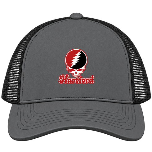 Hartford Stealie Premium Unisex Trucker Cap — Design: Hartford University of — Charcoal/Black