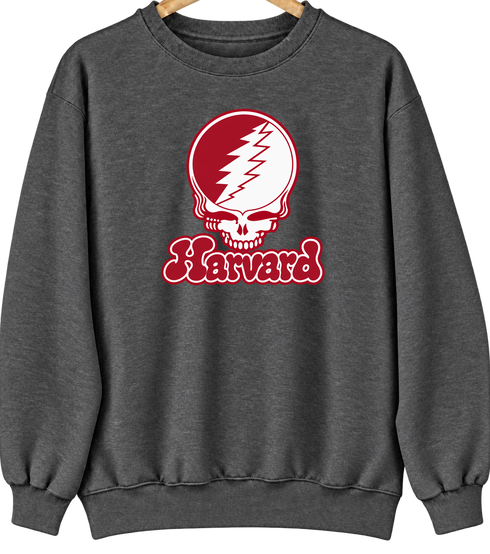 Harvard Stealie Premium Unisex Crewneck — Design: Harvard University — Dark Heather