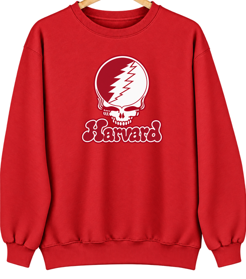 Harvard Stealie Premium Unisex Crewneck — Design: Harvard University — Red