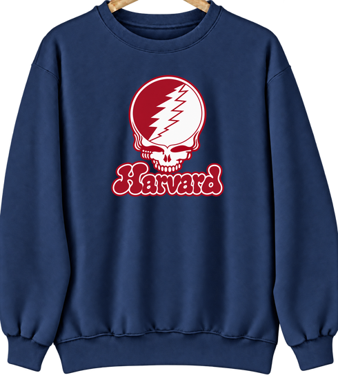Harvard Stealie Premium Unisex Crewneck — Design: Harvard University — Navy