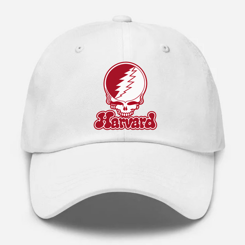 Harvard Stealie Premium Unisex Dad Hat — Design: Harvard University — White