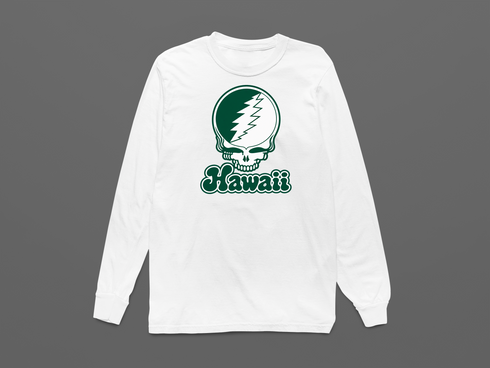 Hawaii Stealie Premium Unisex Long-Sleeve — Design: Hawaii University of — White