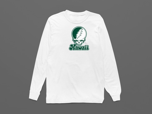 Hawaii Stealie Premium Unisex Long-Sleeve — Design: Hawaii University of — White