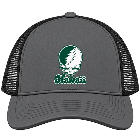 Hawaii Stealie Premium Unisex Trucker Cap — Design: Hawaii University of — Charcoal/Black