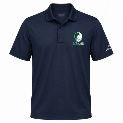Hawaii Stealie Premium Unisex Polo — Design: Hawaii University of — Navy