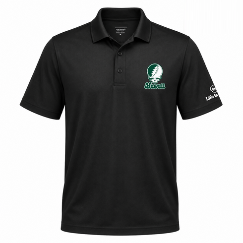Hawaii Stealie Premium Unisex Polo — Design: Hawaii University of — Black