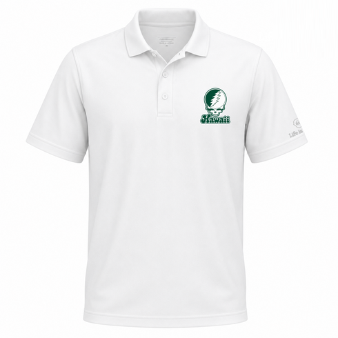 Hawaii Stealie Premium Unisex Polo — Design: Hawaii University of — White