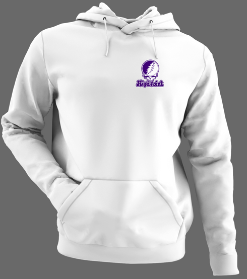 High Point Stealie Premium Unisex Hoodie — Design: High Point University — White/Grey