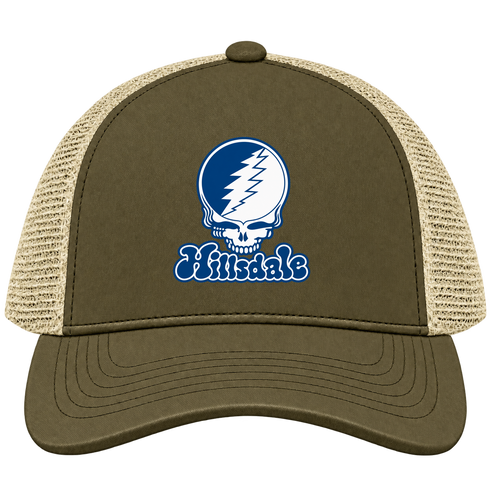 Hillsdale Stealie Premium Unisex Trucker Cap — Design: Hillsdale College — Moss/Khaki