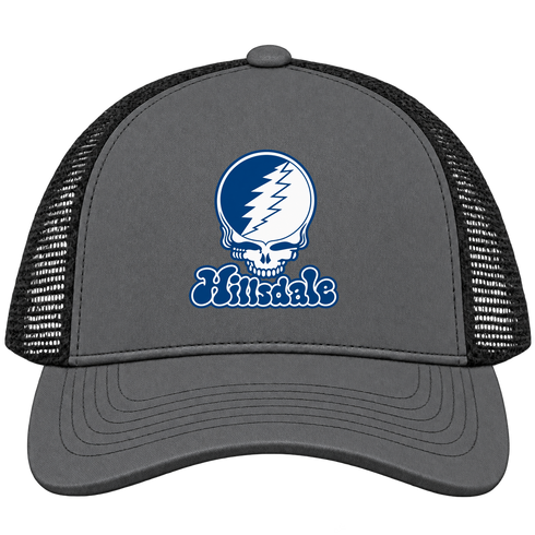 Hillsdale Stealie Premium Unisex Trucker Cap — Design: Hillsdale College — Charcoal/Black