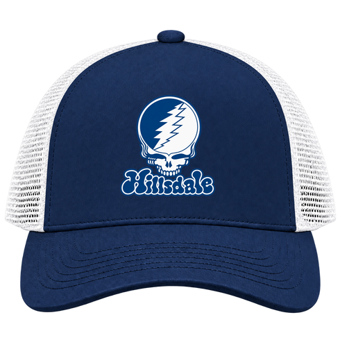 Hillsdale Stealie Premium Unisex Trucker Cap — Design: Hillsdale College — Navy/White