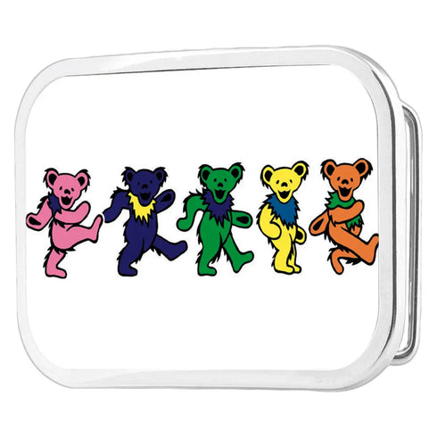 Grateful Dead - Dancing Bears FCG Black Multi Color - Chrome Rock Star Buckle - StealieShop