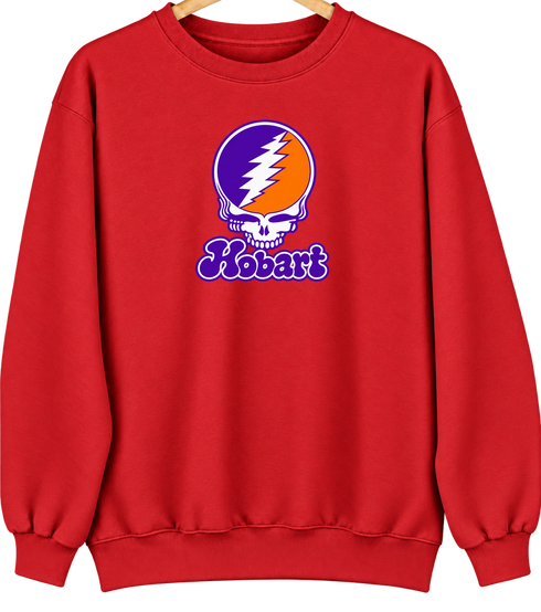 Hobart Stealie Premium Unisex Crewneck — Design: Hobart College — Red