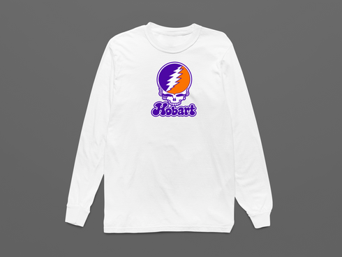 Hobart Stealie Premium Unisex Long-Sleeve — Design: Hobart College — White