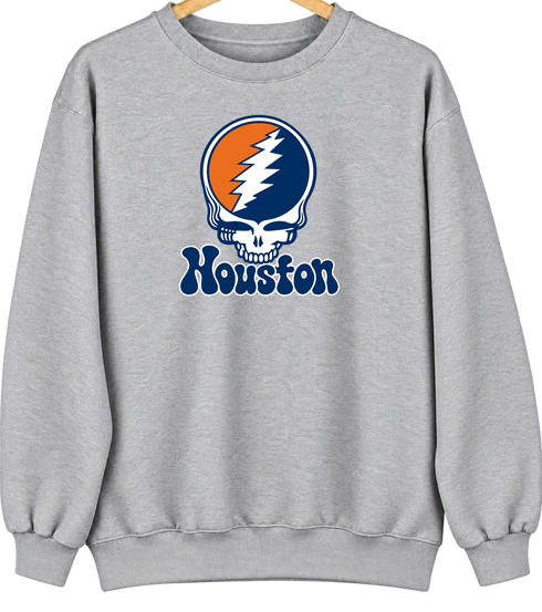 Houston Baseball Stealie Grateful Dead Crewneck — Houston Astros — Sport Grey