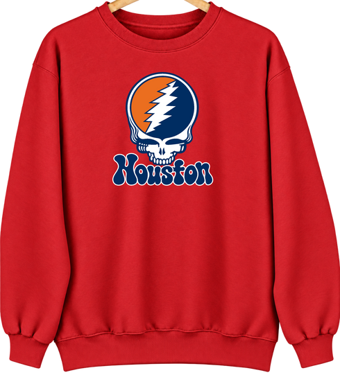 Houston Baseball Stealie Grateful Dead Crewneck — Houston Astros — Red