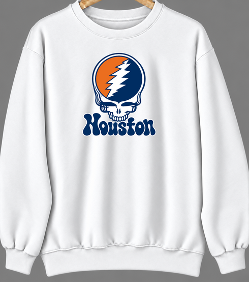 Houston Baseball Stealie Grateful Dead Crewneck — Houston Astros — White