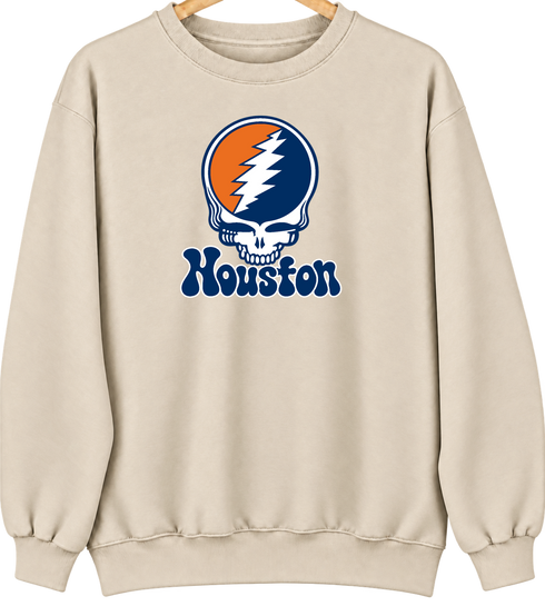 Houston Baseball Stealie Grateful Dead Crewneck — Houston Astros — Sand