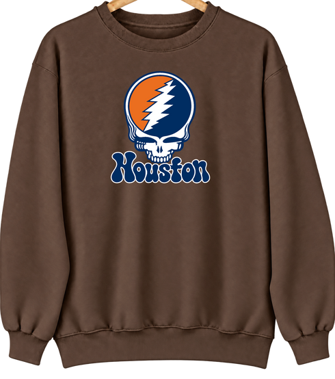 Houston Baseball Stealie Grateful Dead Crewneck — Houston Astros — Brown