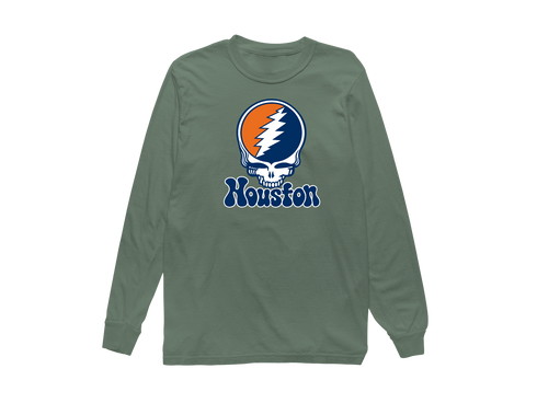 Houston Baseball Stealie Grateful Dead Long-Sleeve — Houston Astros — Light Green