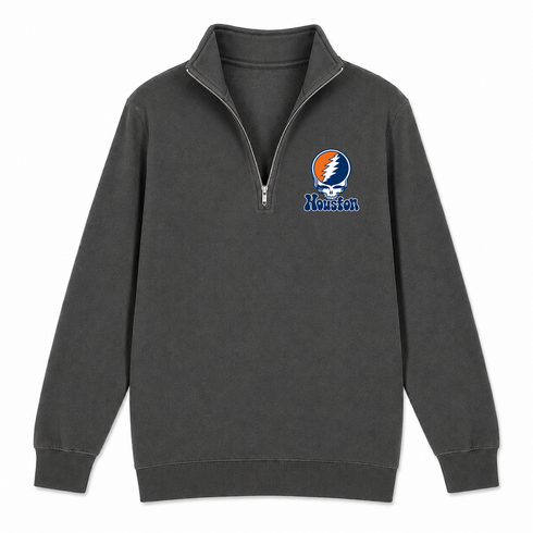 Houston Baseball Stealie Grateful Dead Quarter-Zip — Houston Astros — Charcoal
