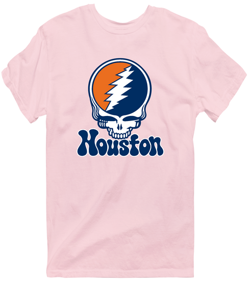 Houston Baseball Stealie Grateful Dead T-Shirt — Houston Astros — Light Pink