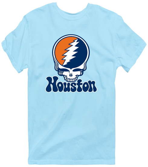 Houston Baseball Stealie Grateful Dead T-Shirt — Houston Astros — Light Blue