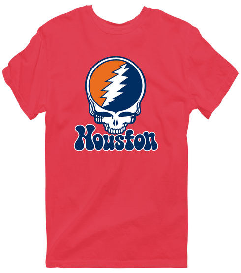 Houston Baseball Stealie Grateful Dead T-Shirt — Houston Astros — Heather Red
