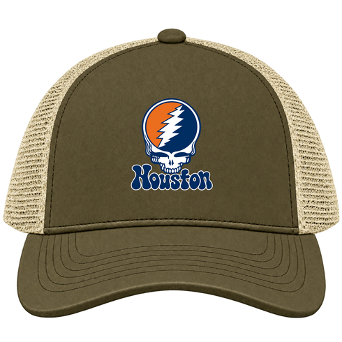 Houston Baseball Stealie Grateful Dead Trucker Cap — Houston Astros — Moss/Khaki