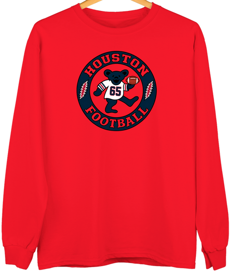 Houston Football Dancing Bear Premium Crewneck — Houston Texans — Red