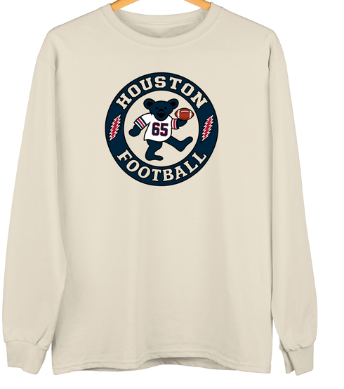 Houston Football Dancing Bear Premium Crewneck — Houston Texans — Sand