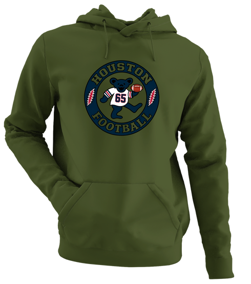 Houston Football Dancing Bear Premium Hoodie — Houston Texans — Military Green