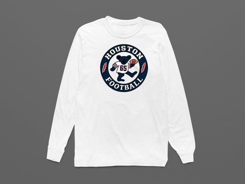 Houston Football Dancing Bear Premium Long-Sleeve — Houston Texans — White