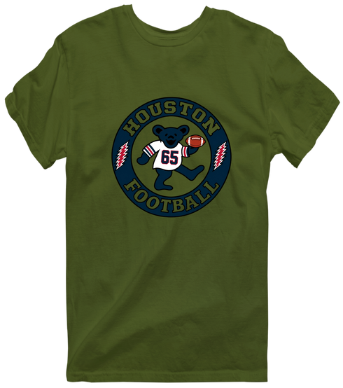 Houston Football Dancing Bear Premium T-Shirt — Houston Texans — Military Green