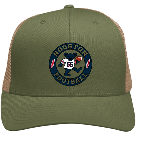 Houston Football Dancing Bear Premium Trucker Cap — Houston Texans — Moss/Khaki