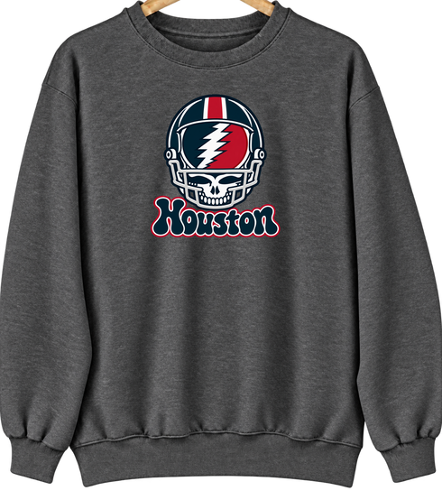 Houston Helmet Stealie Premium Unisex Crewneck — Houston Texans — Dark Heather