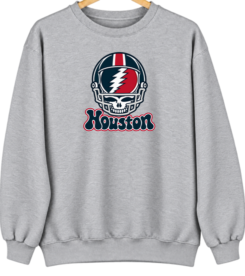 Houston Helmet Stealie Premium Unisex Crewneck — Houston Texans — Sport Grey