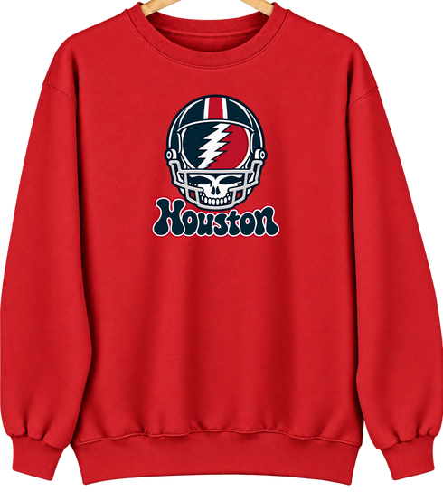 Houston Helmet Stealie Premium Unisex Crewneck — Houston Texans — Red