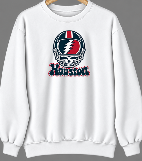 Houston Helmet Stealie Premium Unisex Crewneck — Houston Texans — White