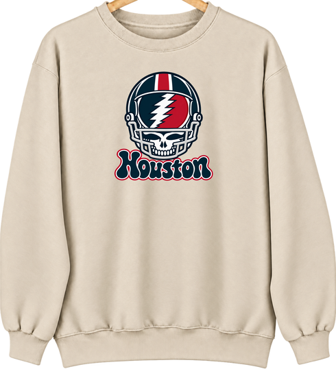 Houston Helmet Stealie Premium Unisex Crewneck — Houston Texans — Sand
