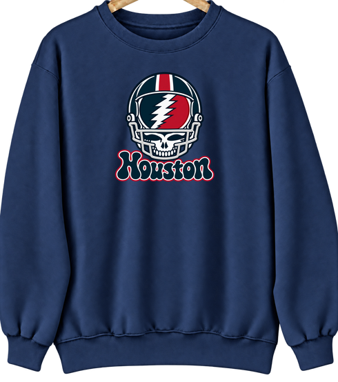 Houston Helmet Stealie Premium Unisex Crewneck — Houston Texans — Navy