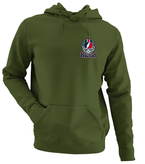 Houston Helmet Stealie Premium Unisex Hoodie — Houston Texans — Military Green